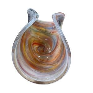 White Cristal Italy Murano Masters Hand Blown Art Sculpture Italian Glass EUC